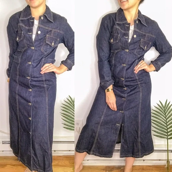 Vintage Denim Long Sleeve Dress - Picture 3 of 7